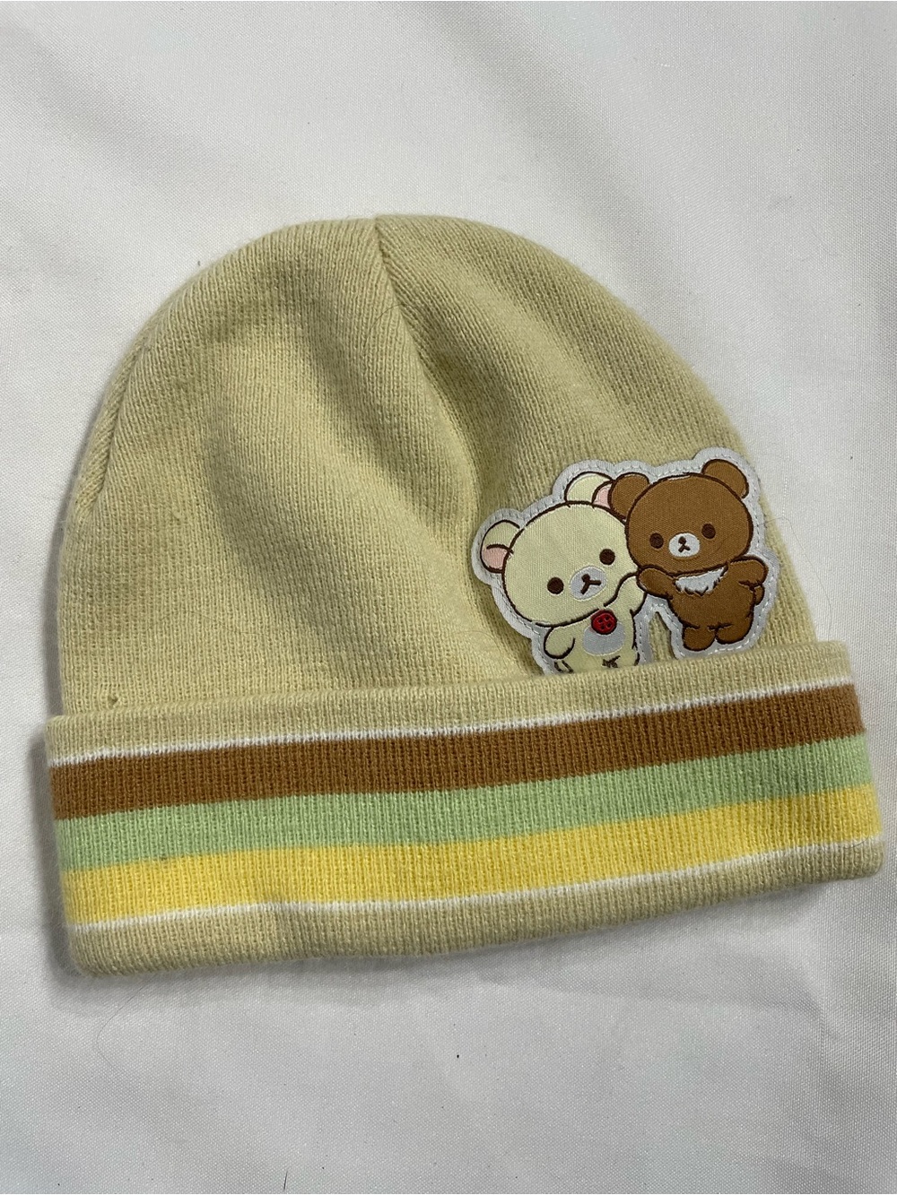 Rilakkuma knit beanie embroidered patch Rilakkuma & Korilakkuma Very Good Condit